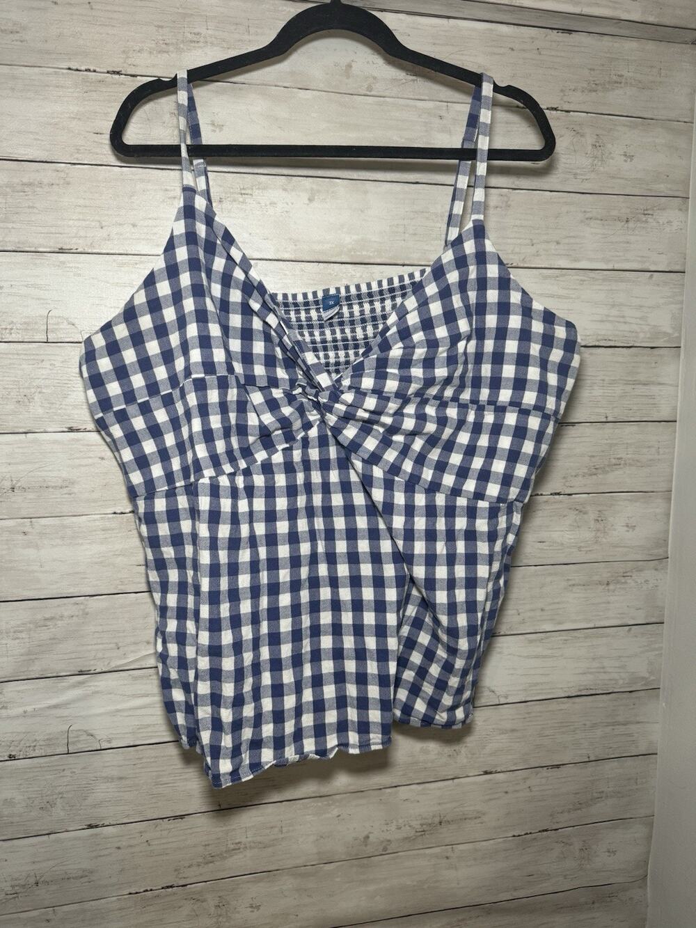 Womens Old Navy Western Summer Tank Top Plaid Size 3X Plus Size Blue White